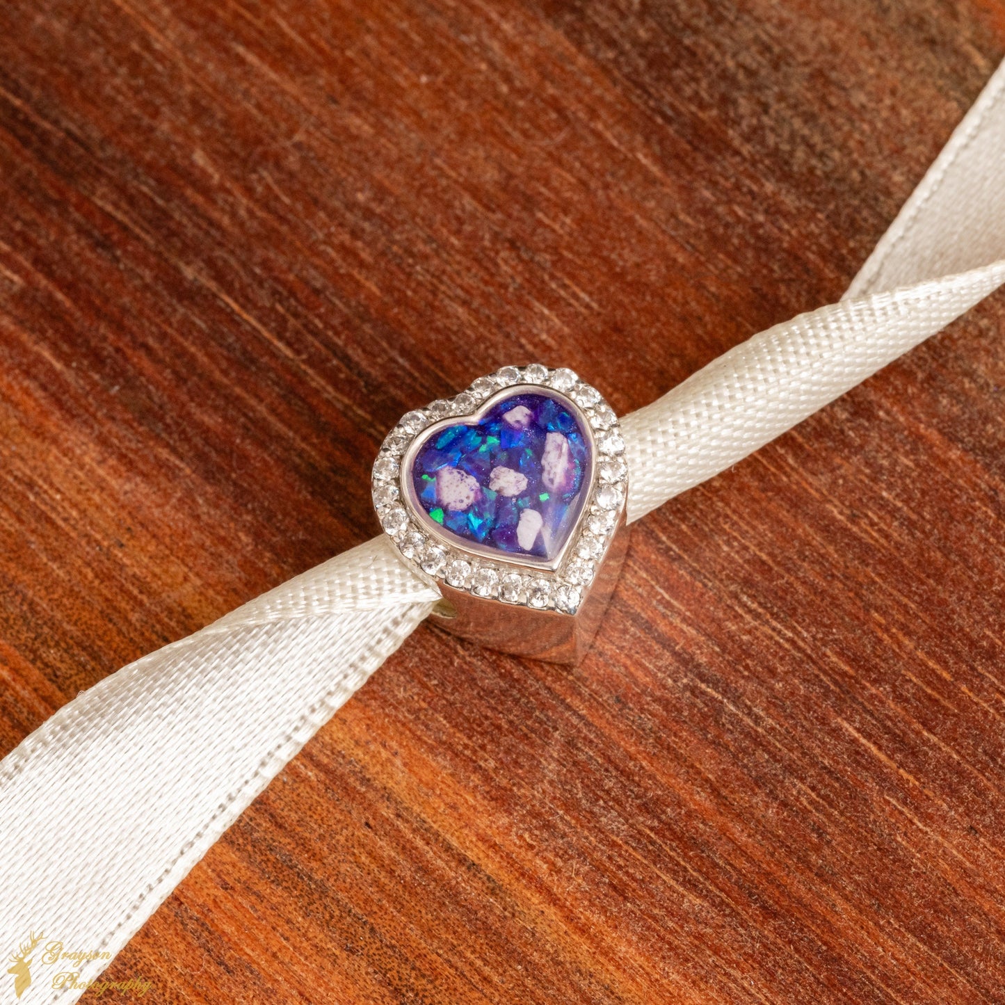 Sterling Silver 925 Cremation Ashes Heart Charm - Opal with Zirconia's - Handmade Memorial Opal Jewelry - Gift for Her - Gift for Him