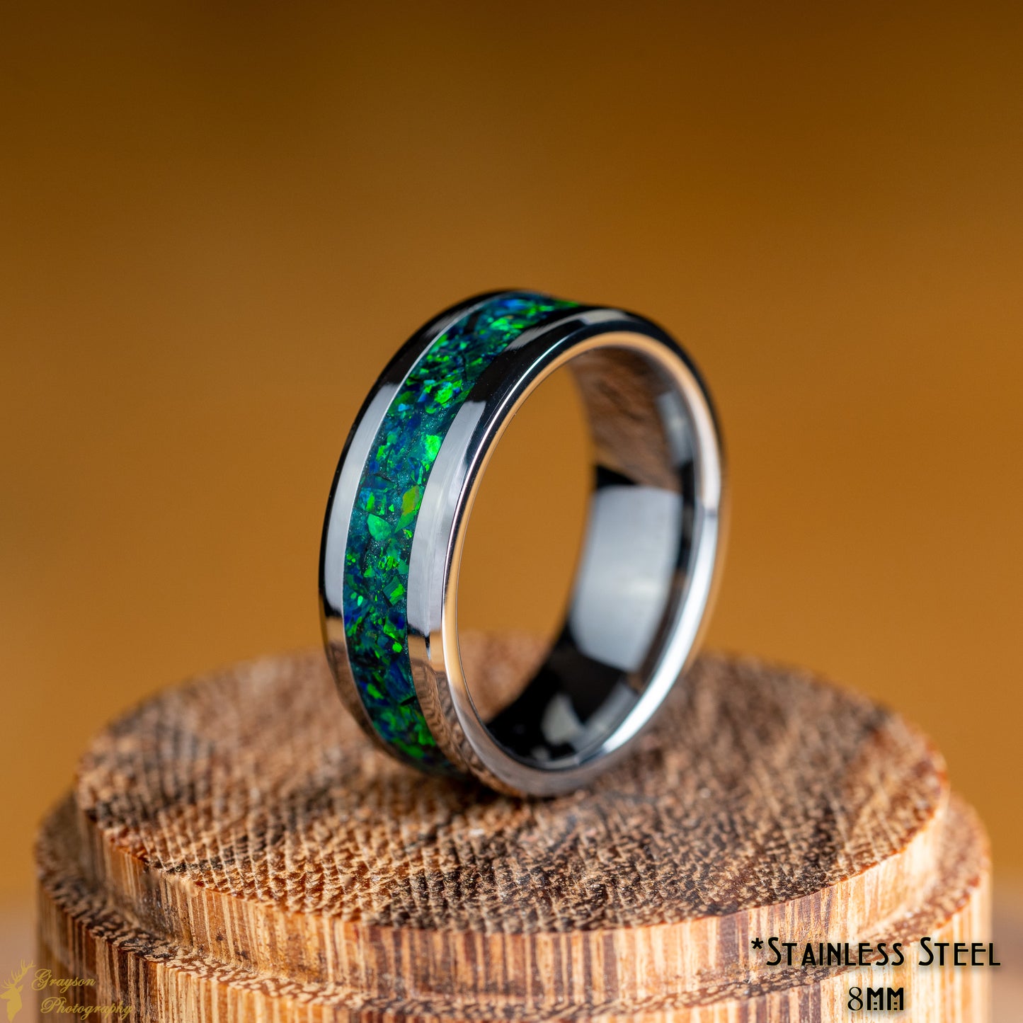 Emerald Green Opal Wedding Ring • Handmade Custom Gemstone Jewelry • Pefect Gift For Him or Her • Alternative Wedding Band