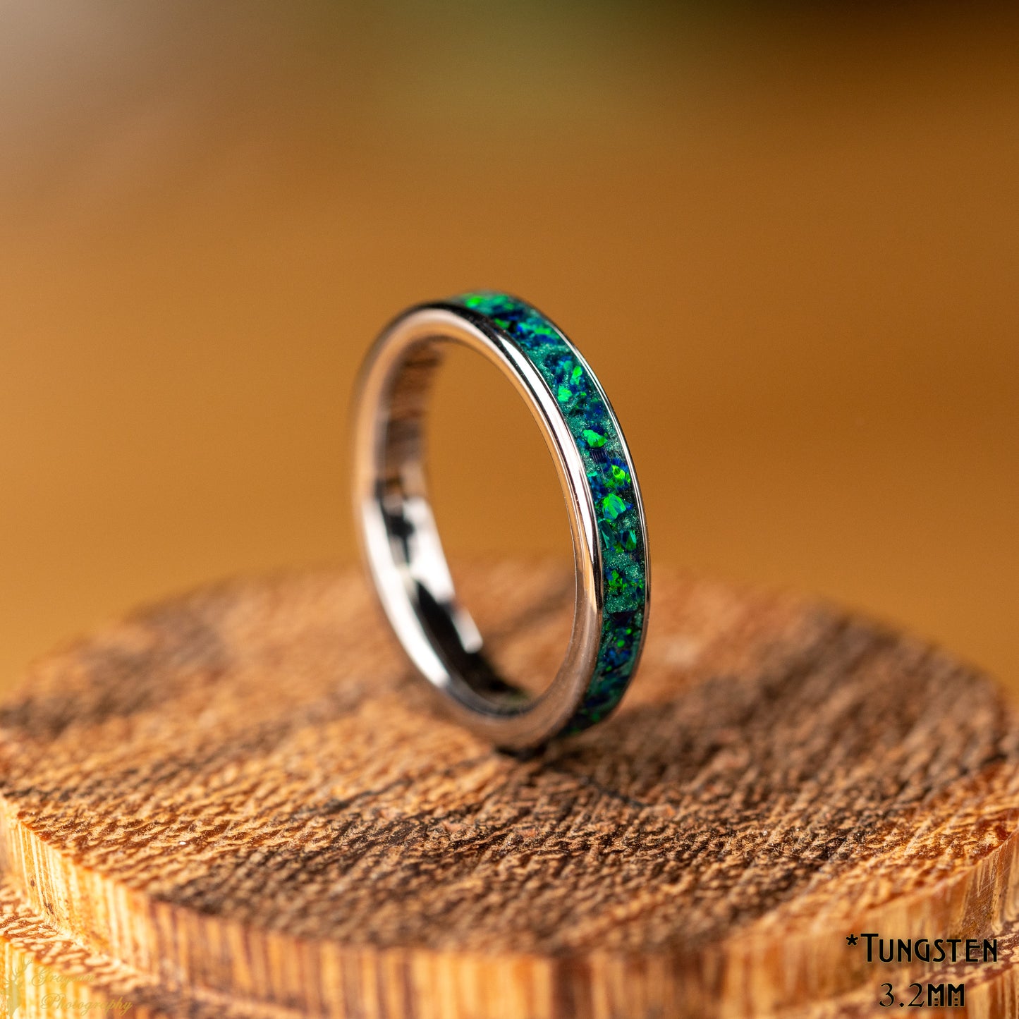 Emerald Green Opal Wedding Ring • Handmade Custom Gemstone Jewelry • Pefect Gift For Him or Her • Alternative Wedding Band