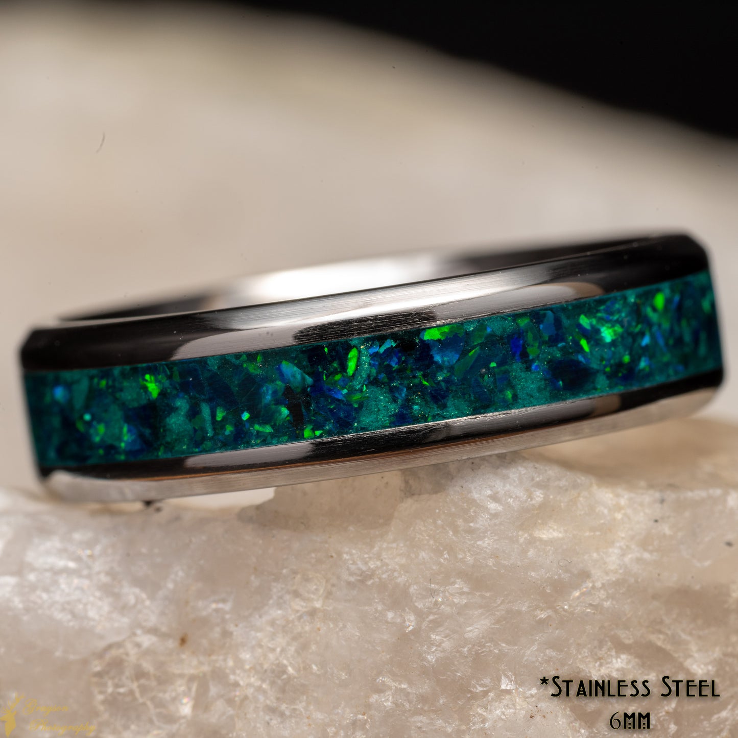 Emerald Green Opal Wedding Ring • Handmade Custom Gemstone Jewelry • Pefect Gift For Him or Her • Alternative Wedding Band