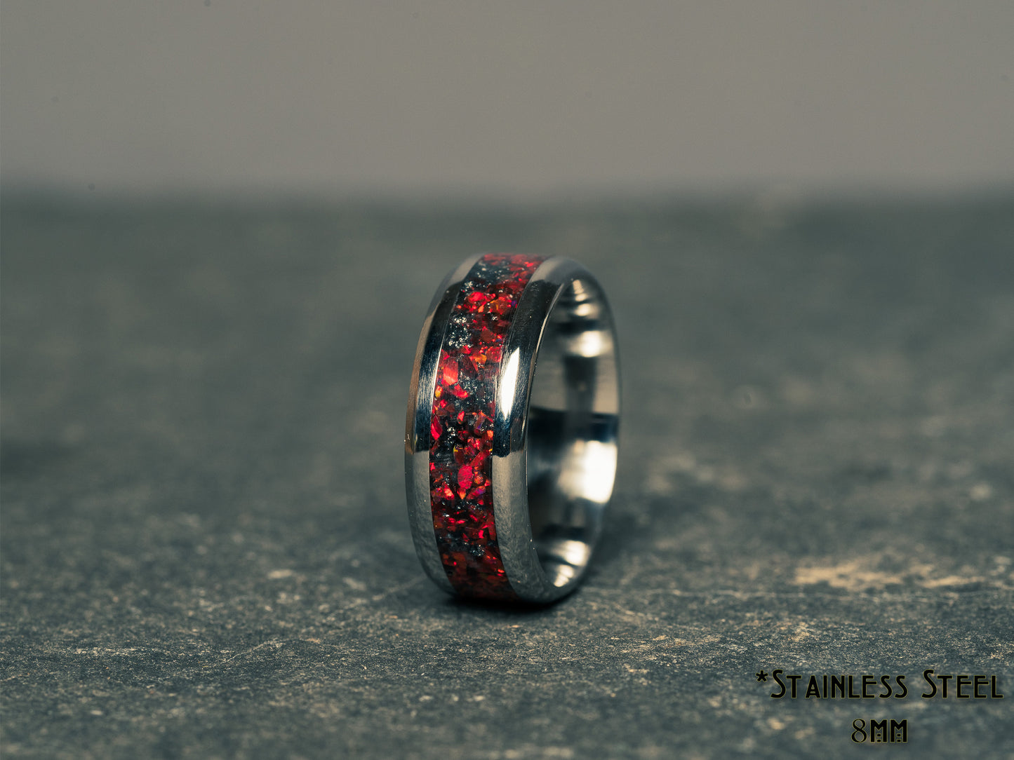 Cherry Coke Ring •Red and Black Opal • Handmade Gemstone Jewellery •  Perfect Gift for Him or Her • Alternative Wedding Ring